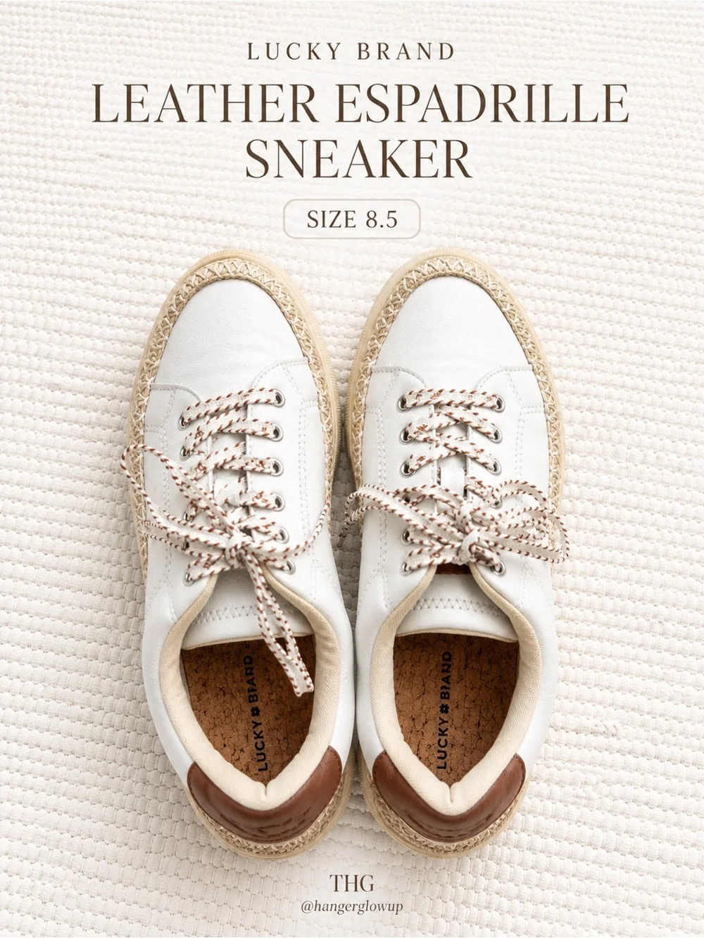 Lucky Brand Cheynas Leather Espadrille Platform Sneakers Size 8.5